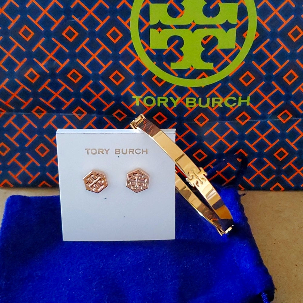 Tory Burch hexagon stud earrings